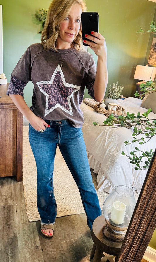 Leopard Star Mineral Wash Top ⭐🐆