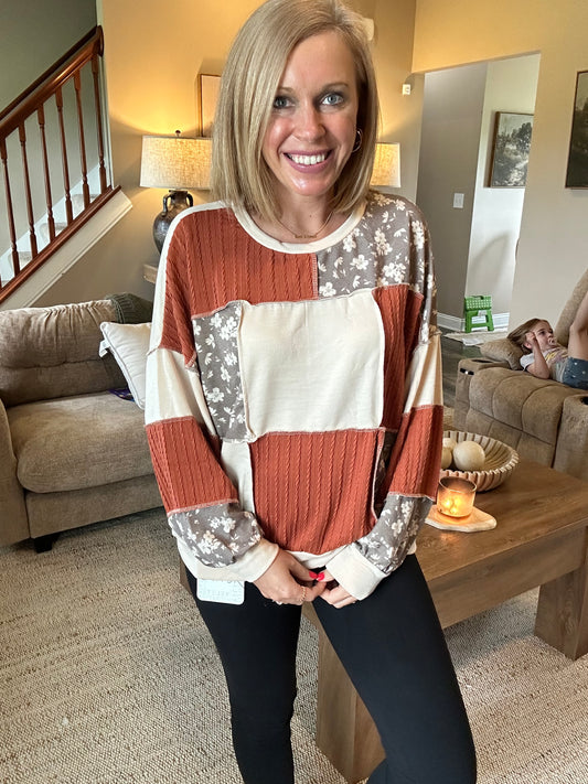 Autumn Fields Patchwork Pullover