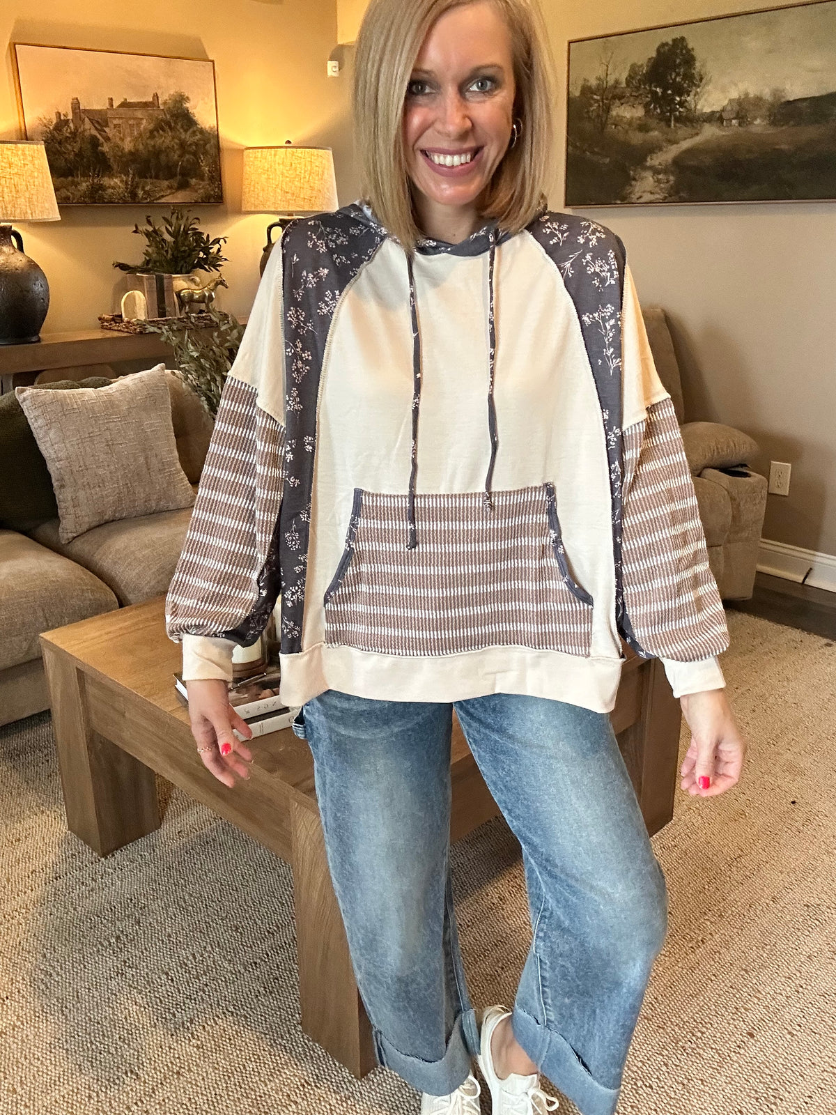 The Delaney Floral Patchwork Hoodie