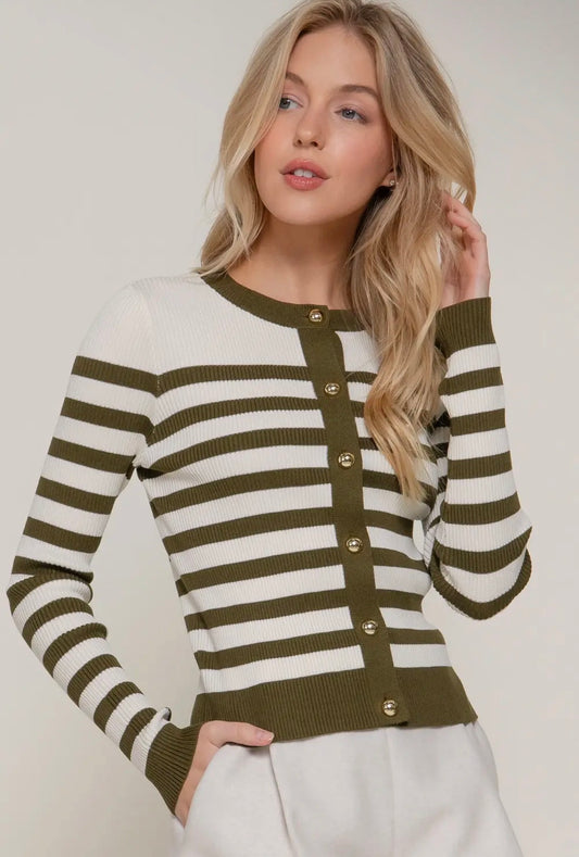 💚 The Hadley Striped Button Cardigan