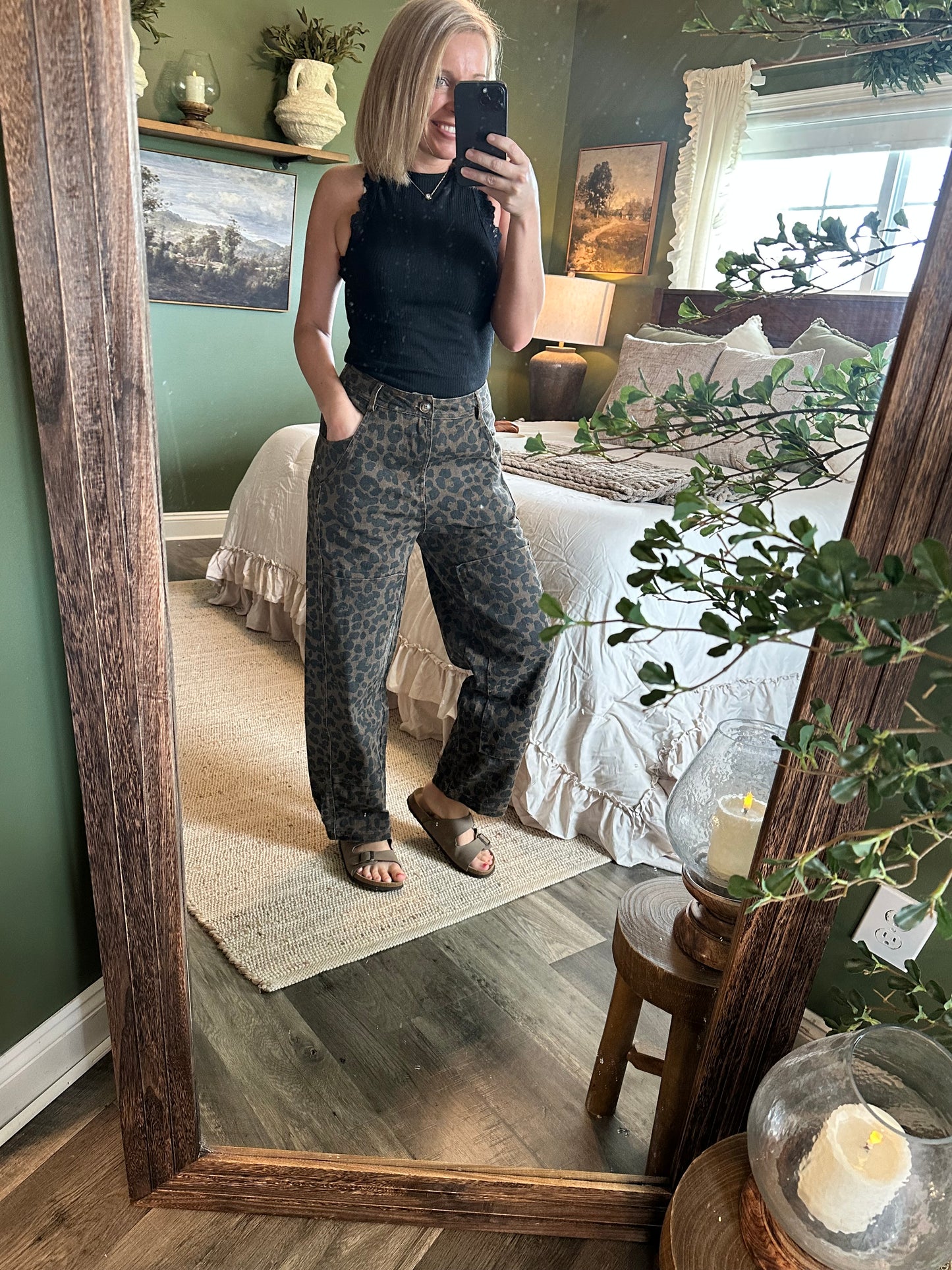 Margaret Mocha Leopard Barrel Pants 🤎🐆