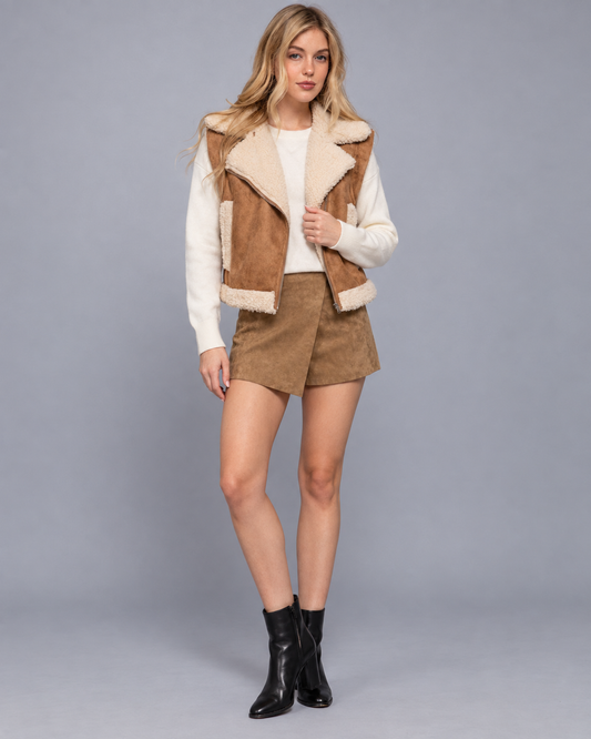 🤎 The Sloane Faux Suede Wrap Skort