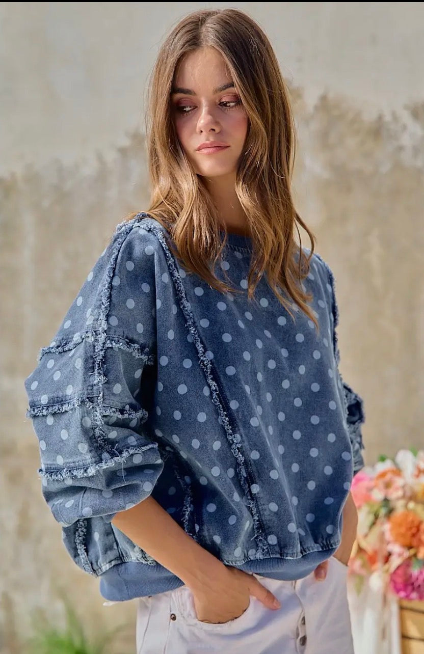 Blue Skies & Polka Dots Pullover