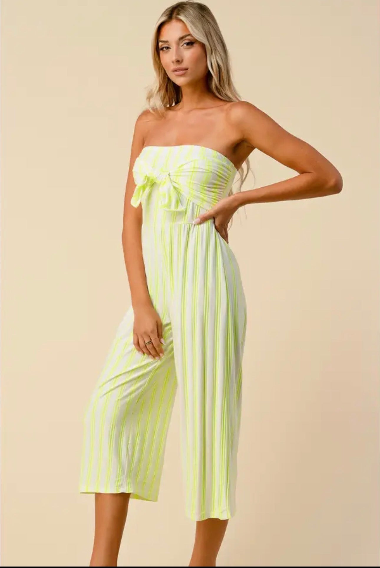 Lime Twist Strapless Jumpsuit