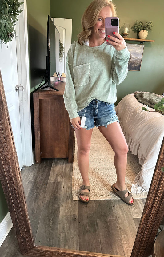 Sage Serenity Rib Knit Top 🌿