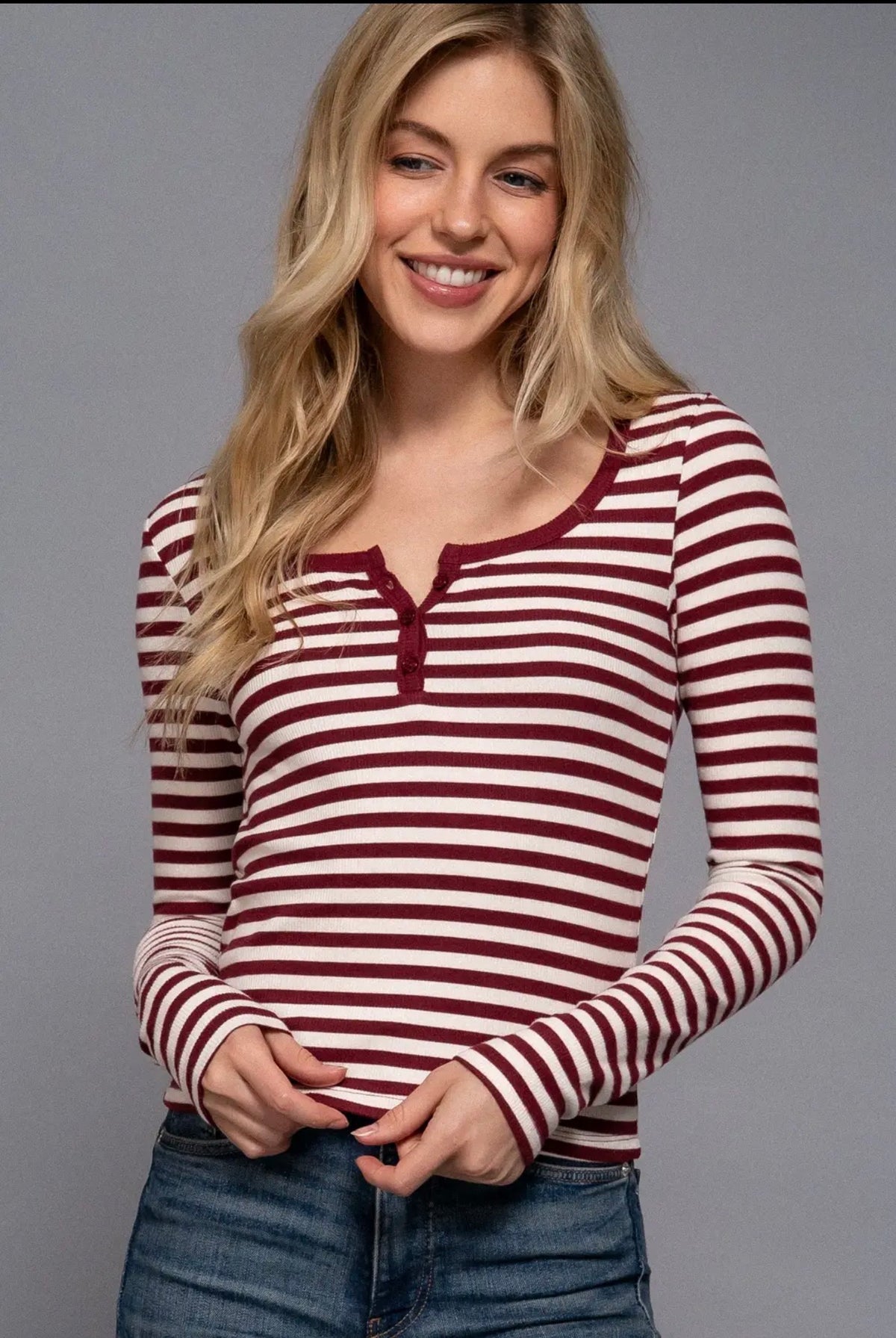 ❤️ The Tessa Striped Henley Top