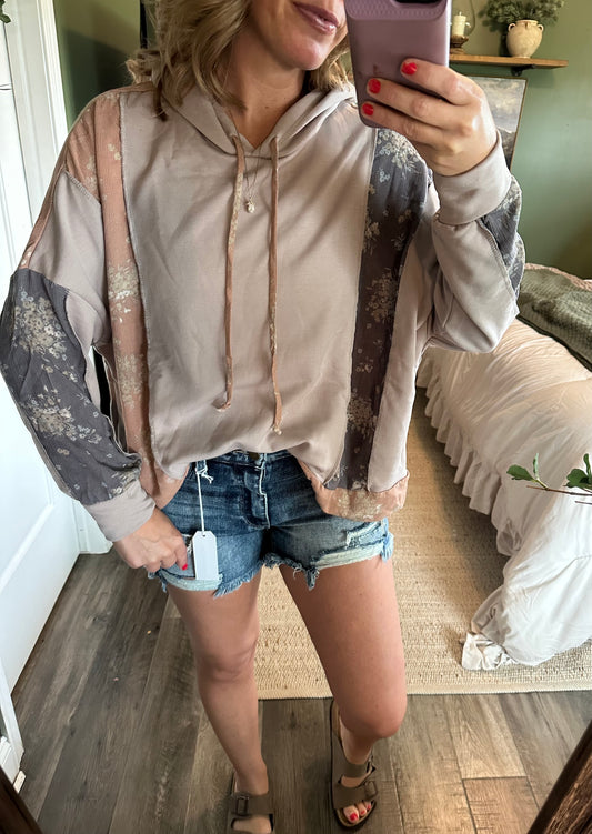 Blushing Blooms Patchwork Hoodie