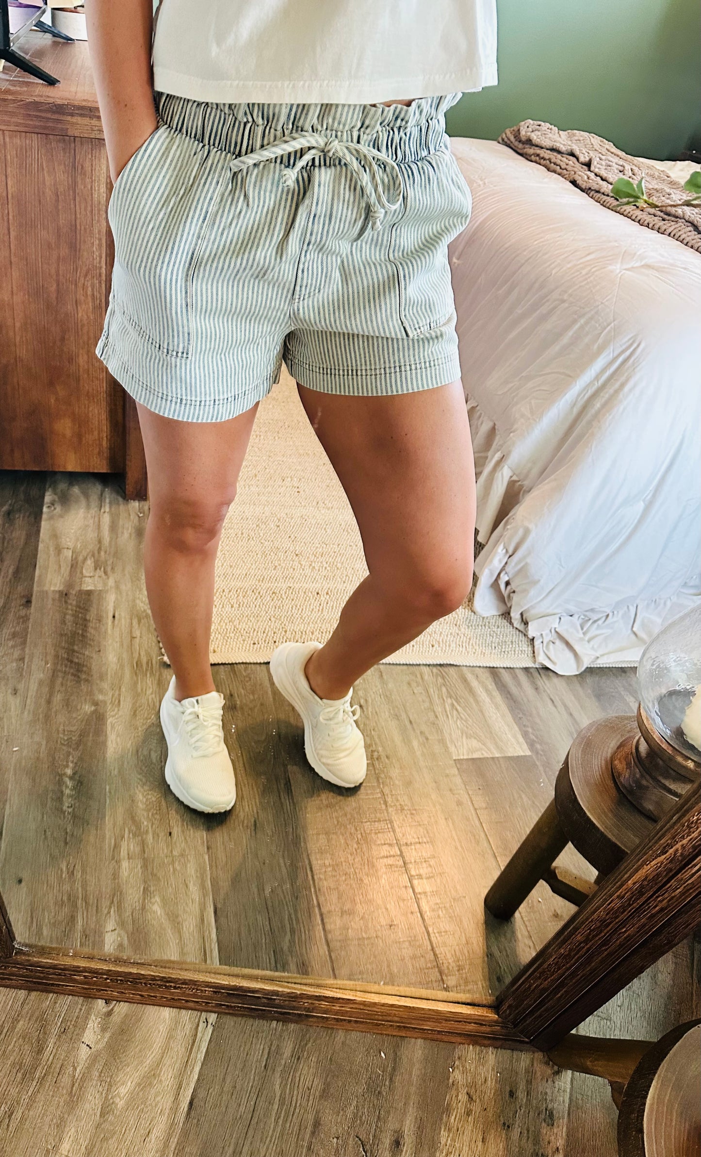 💙 Blue Skies Stripe Denim Shorts