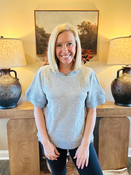 The Tessa Contrast Trim Sweater Tee 💙
