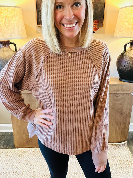 The Hallie Waffle Knit Pullover 🤎