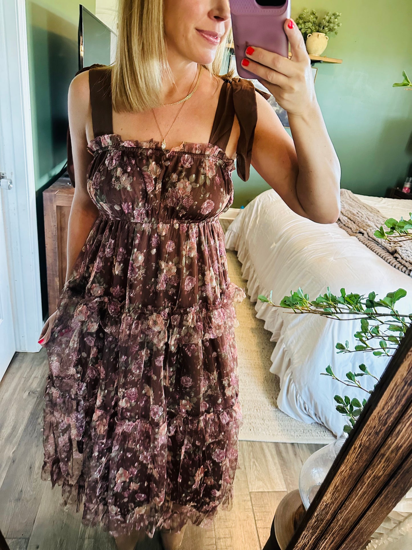 Mocha Rose Garden Maxi Dress