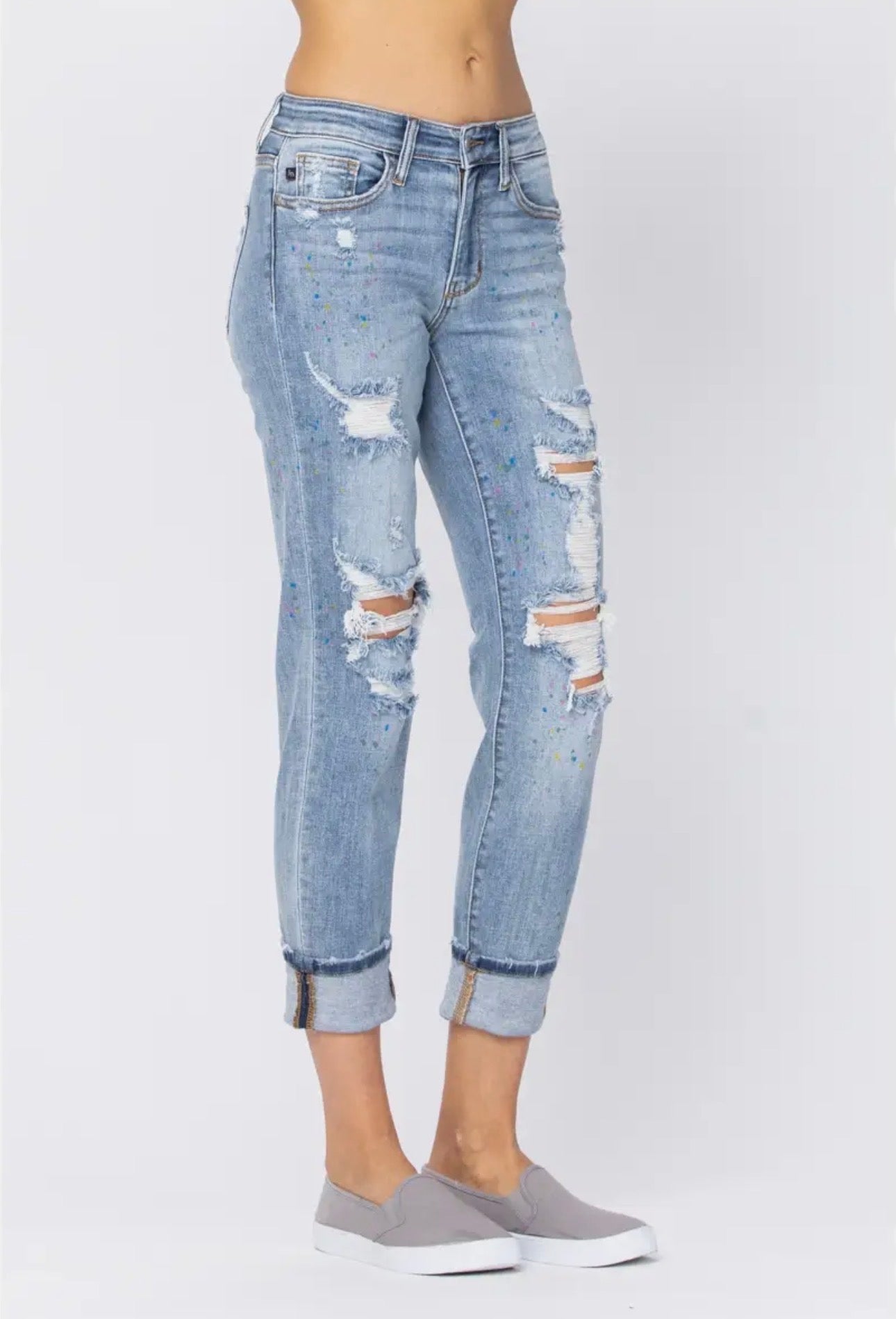 The Paisley Mid-Rise Boyfriend Jeans