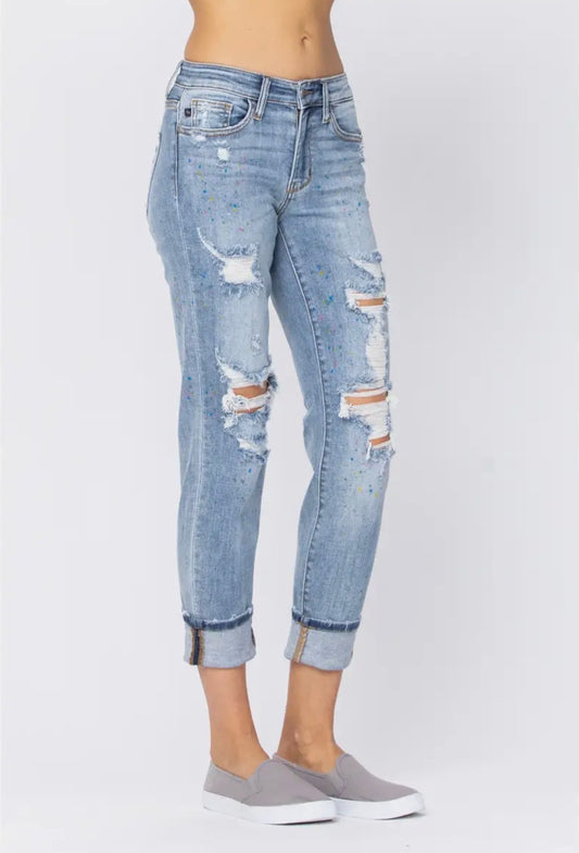 The Paisley Mid-Rise Boyfriend Jeans