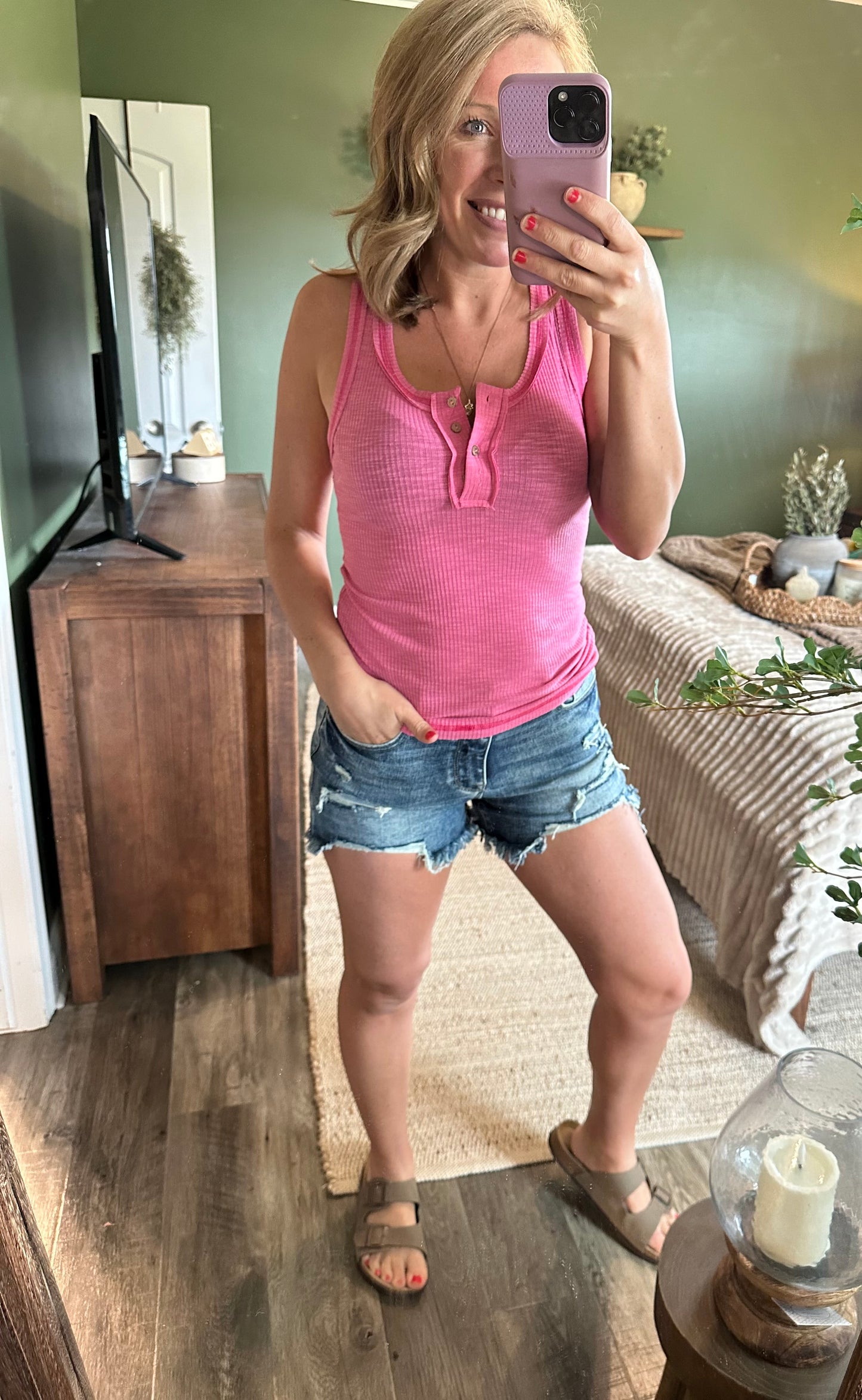 Pink Lemonade Henley Tank