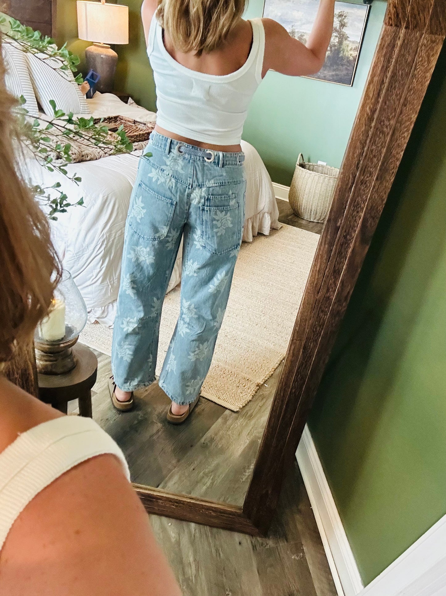 🌸 Bloom & Breeze Floral Denim Pants