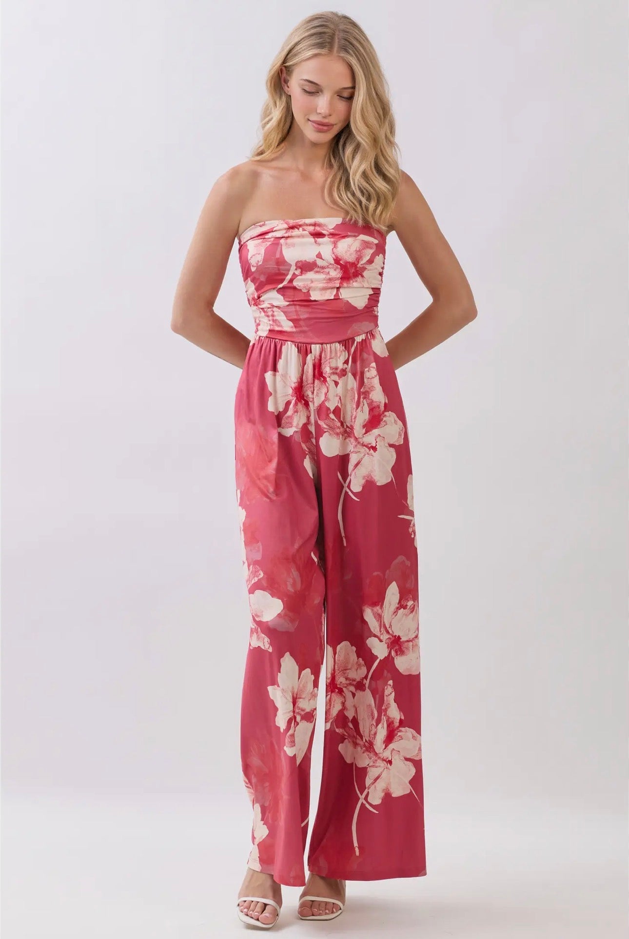 Tropical Sunset Strapless Jumpsuit