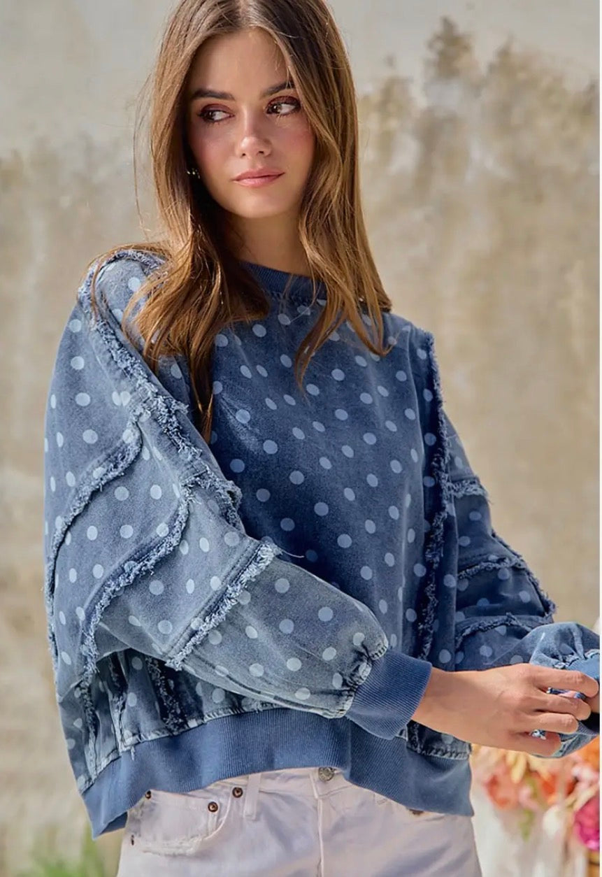 Blue Skies & Polka Dots Pullover