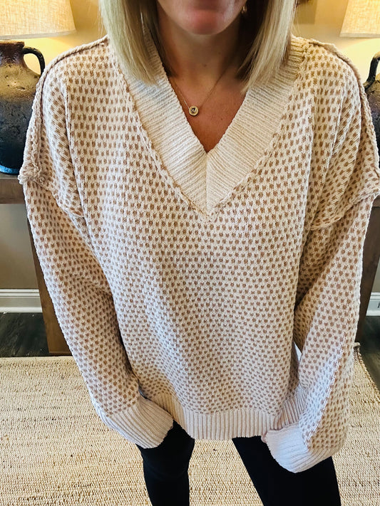 The Elodie Textured V-Neck Sweater 🤎