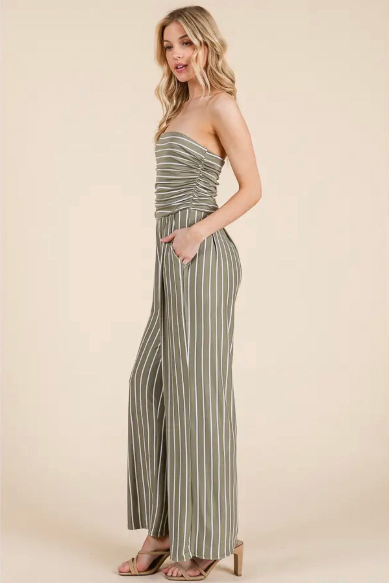 Olive Escape Strapless Jumpsuit