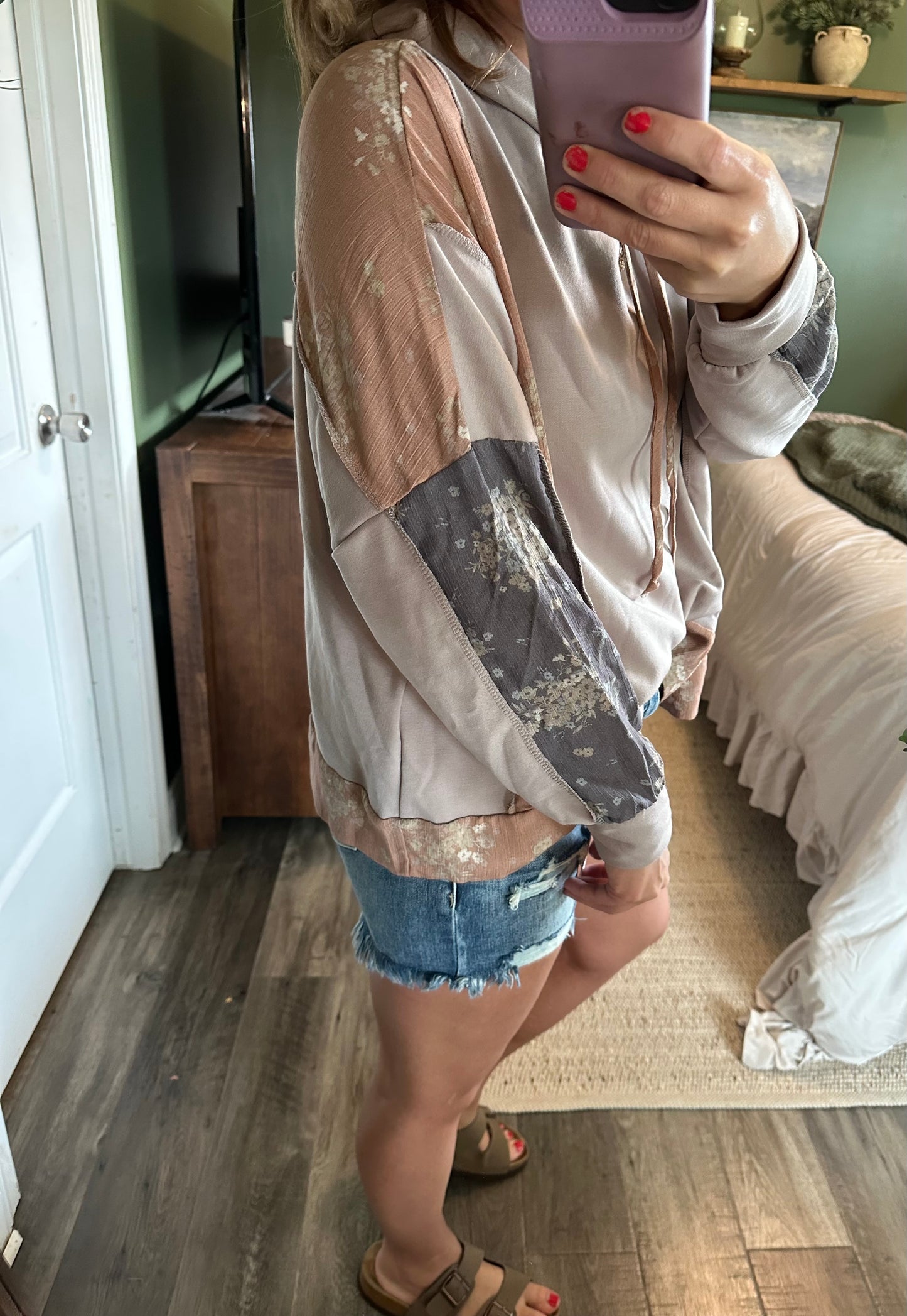 Blushing Blooms Patchwork Hoodie