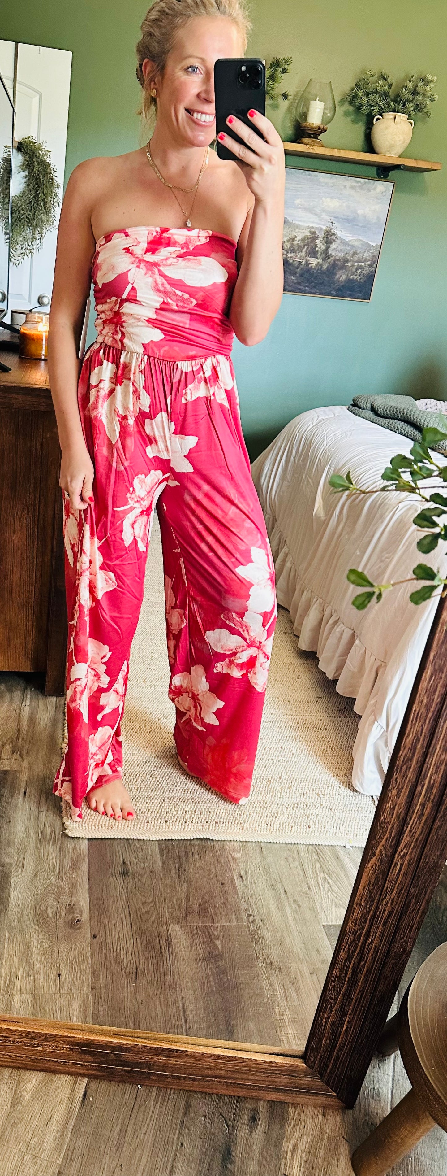 Tropical Sunset Strapless Jumpsuit