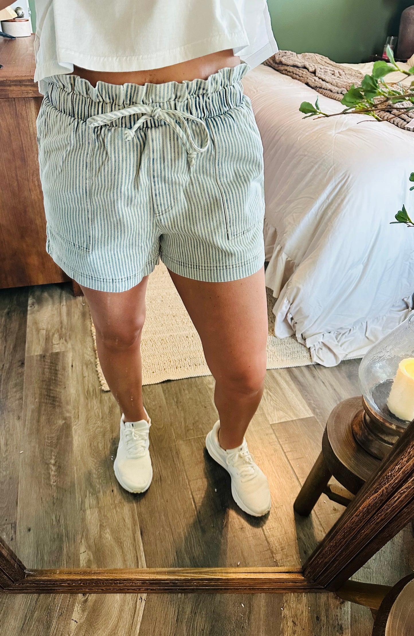 💙 Blue Skies Stripe Denim Shorts