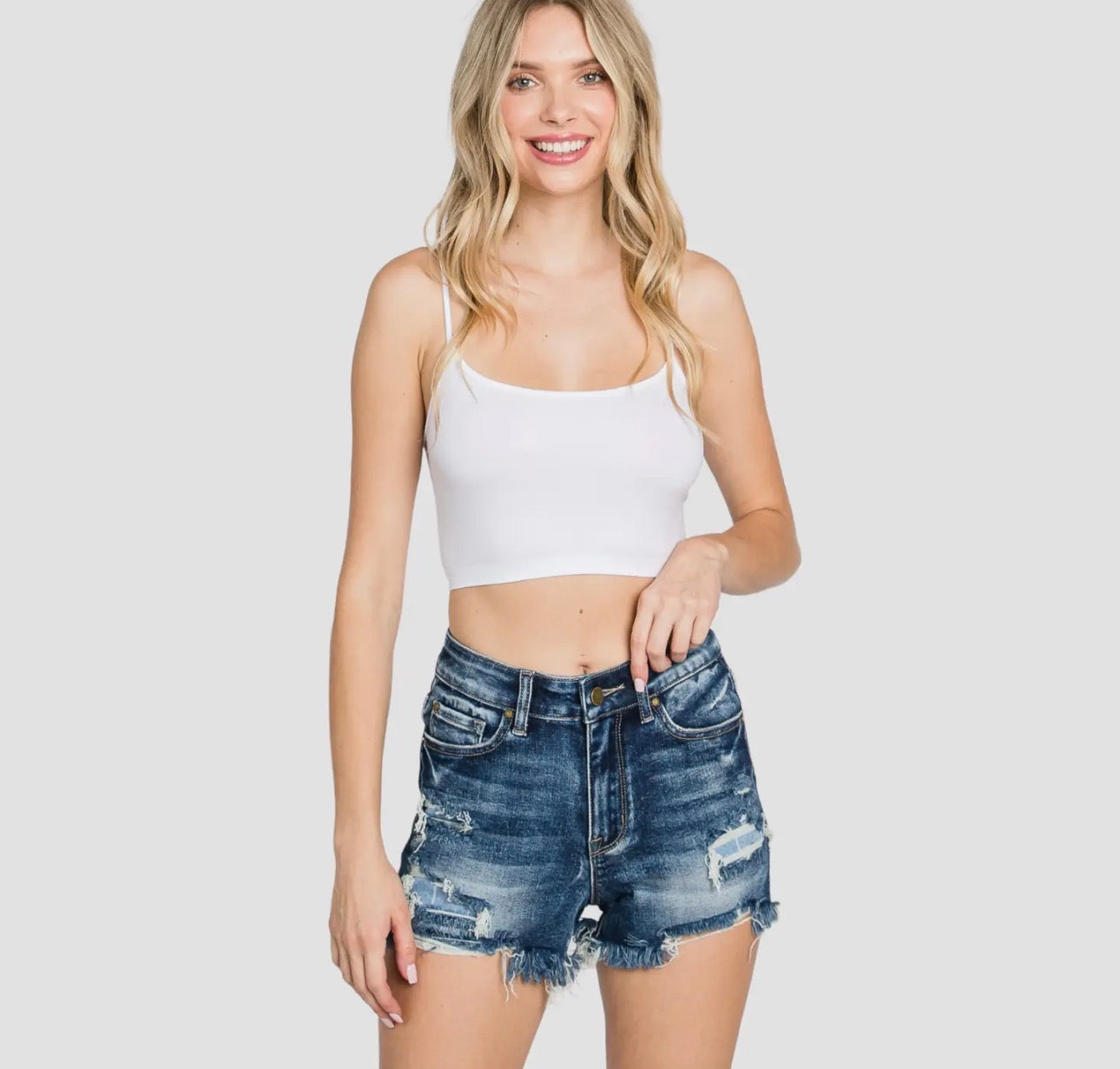 Midnight Tide Frayed Denim Short