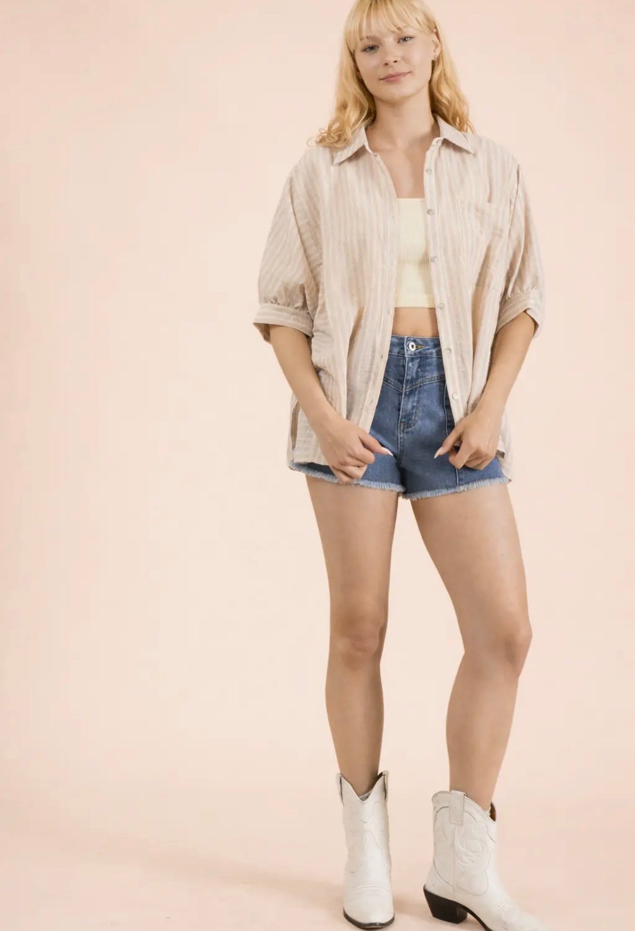 Oatmeal Breeze Button-Up