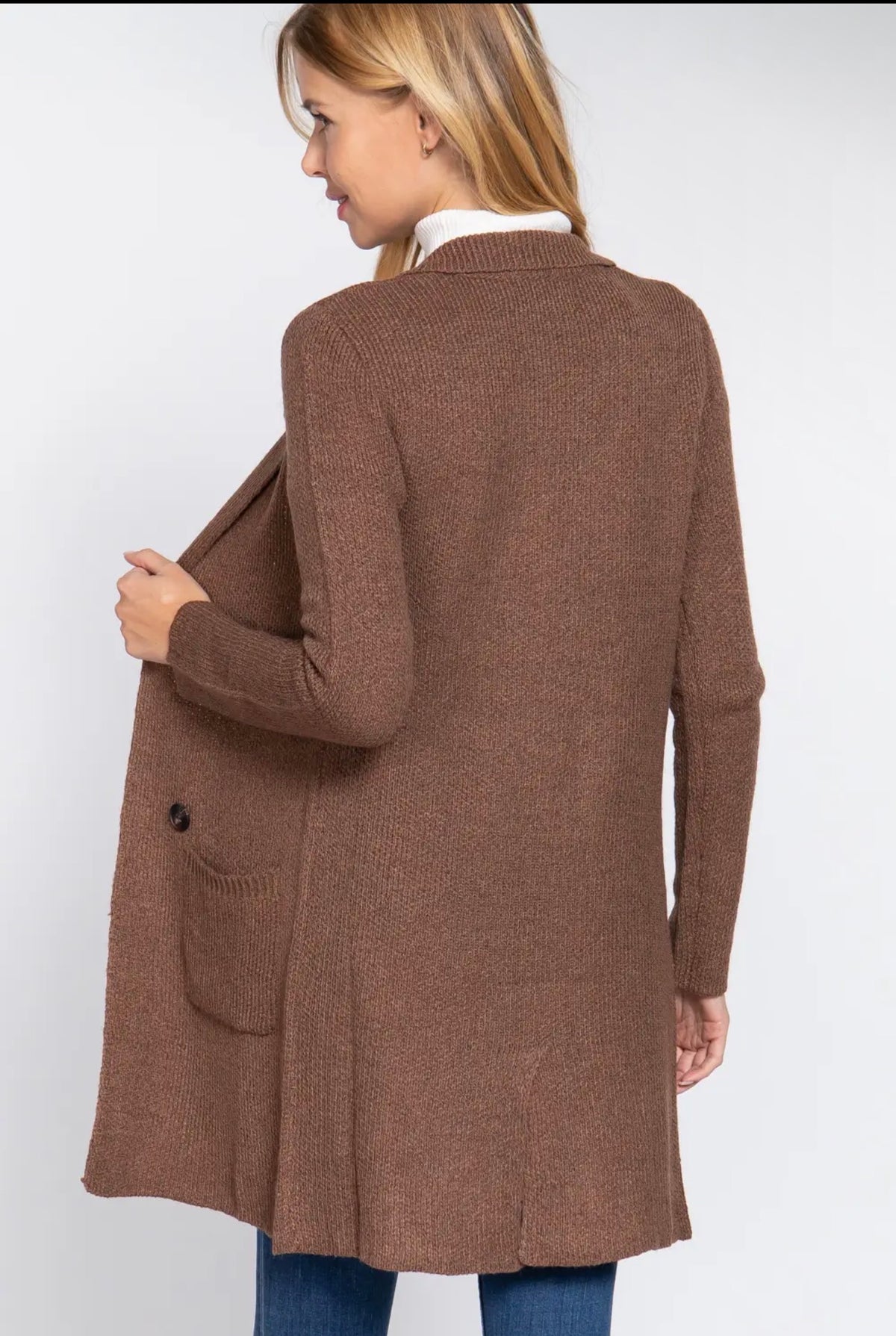 🤎 The Maren Longline Sweater Jacket – Mocha