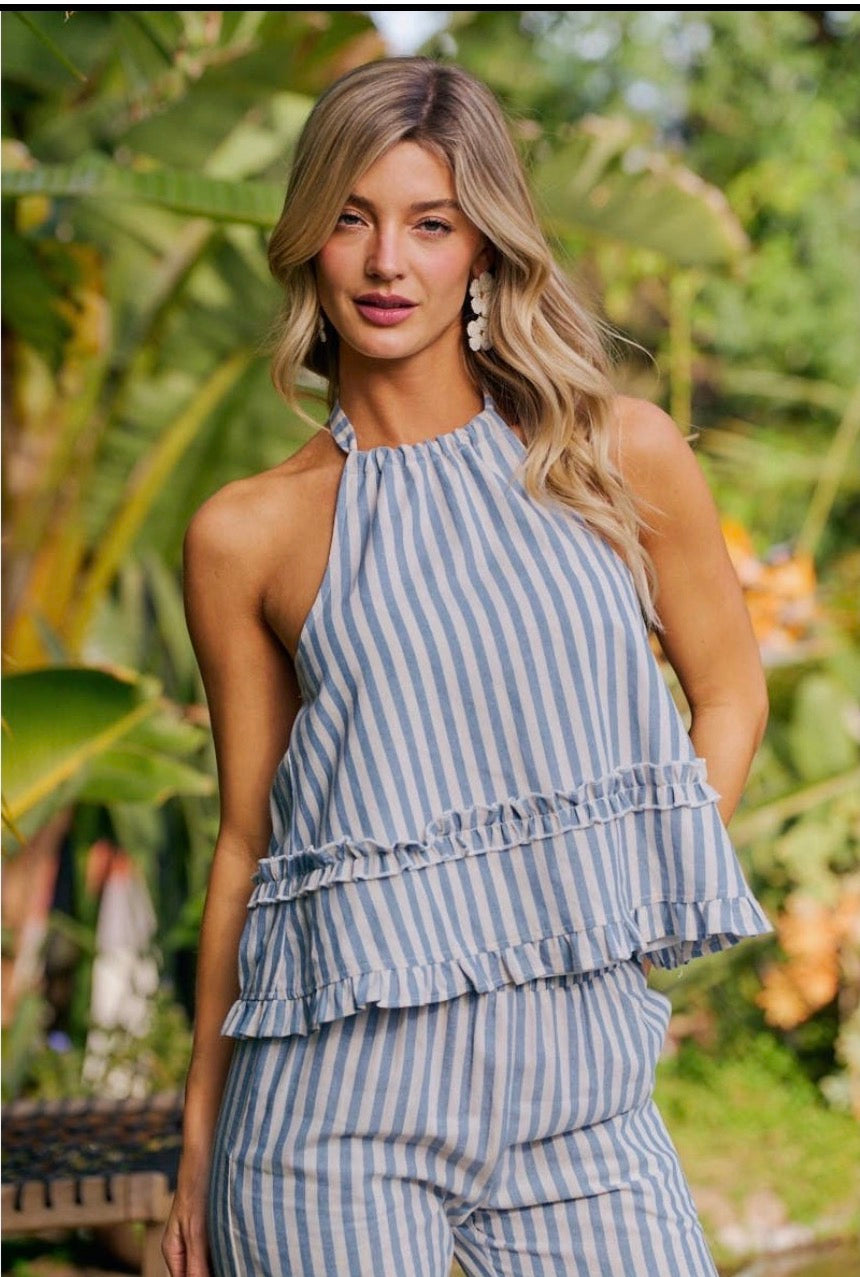 Seaside Stripe Halter Tank