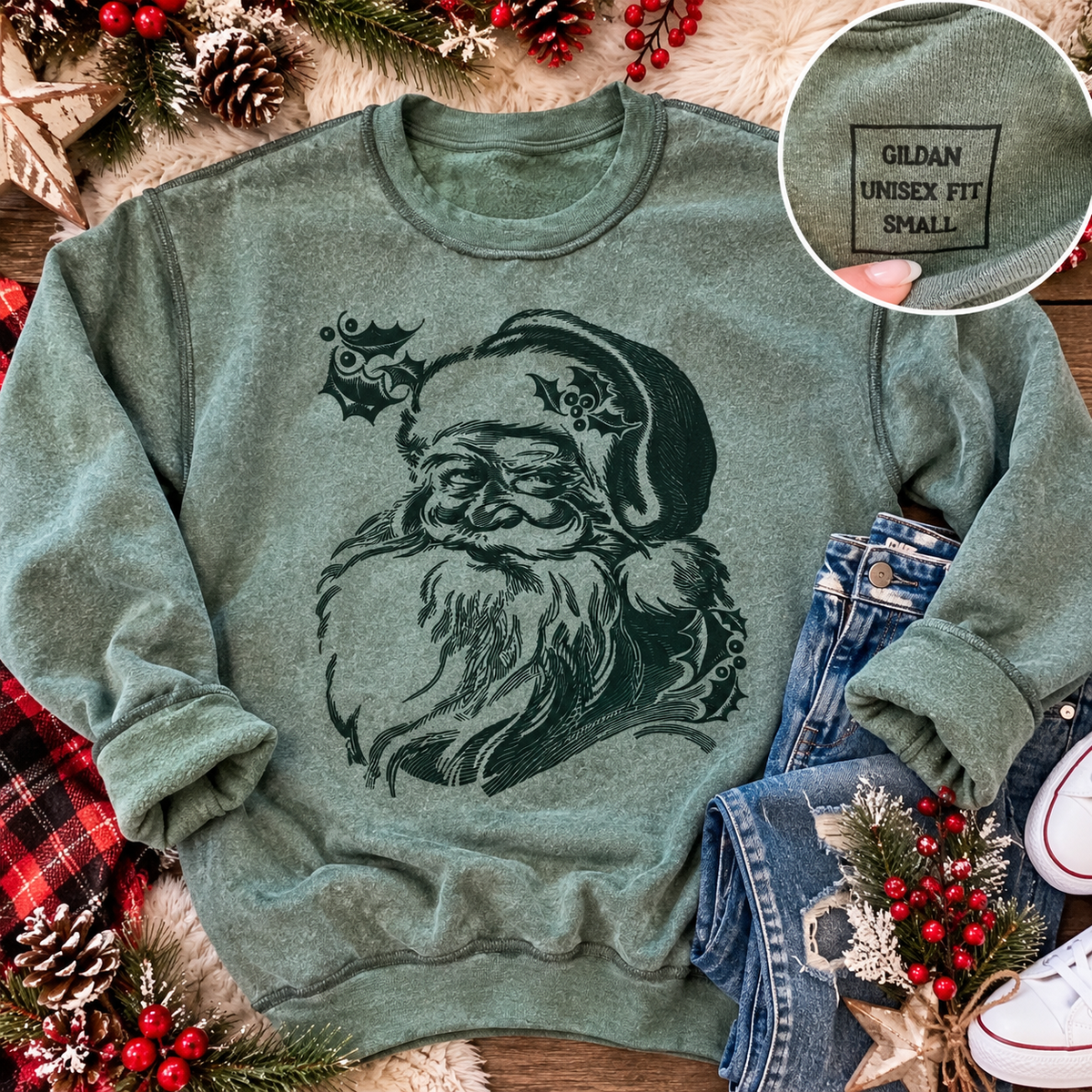 Green Santa crewneck