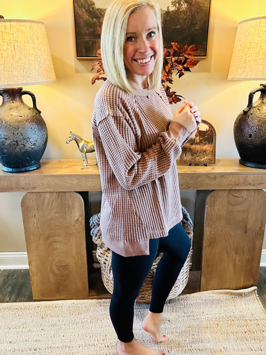 The Hallie Waffle Knit Pullover 🤎