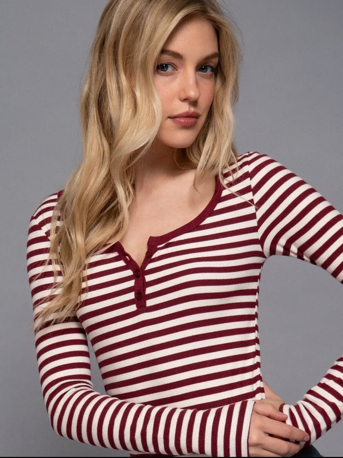 ❤️ The Tessa Striped Henley Top