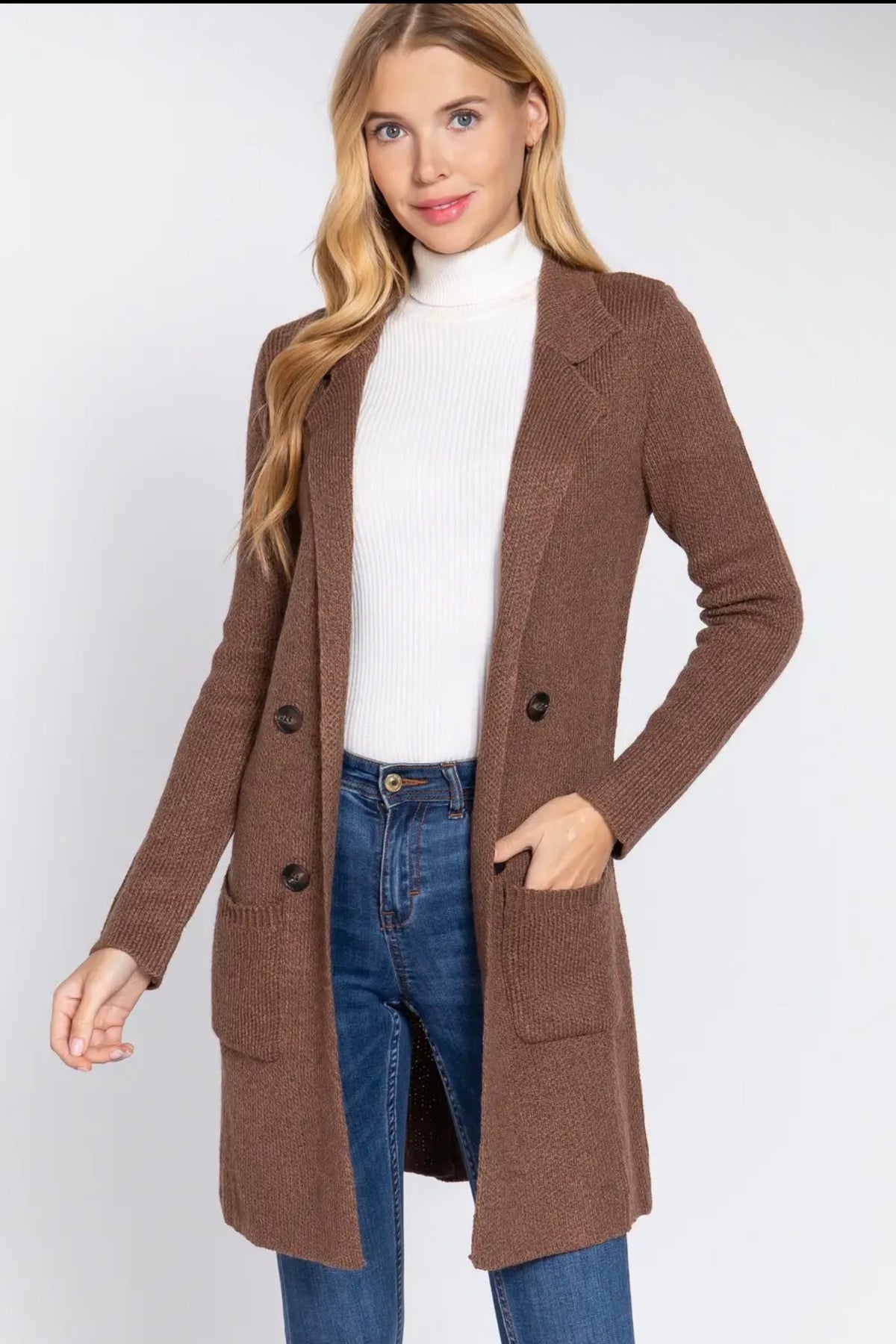 🤎 The Maren Longline Sweater Jacket – Mocha