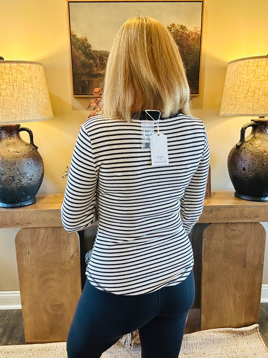 The Sienna Striped Henley Top 🖤