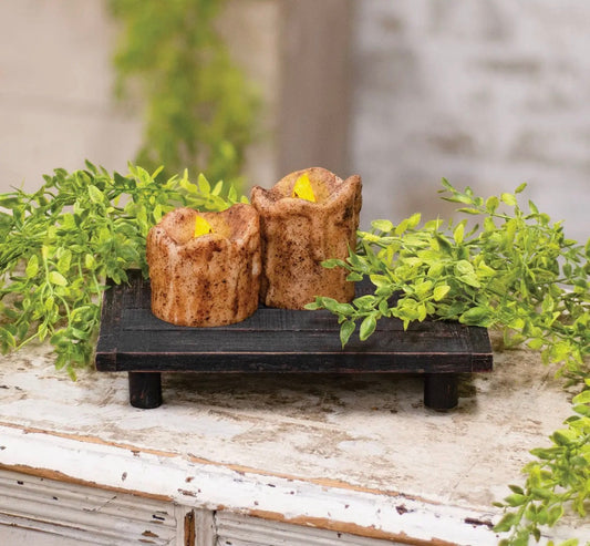 Distressed Black Wooden Rectangle Riser