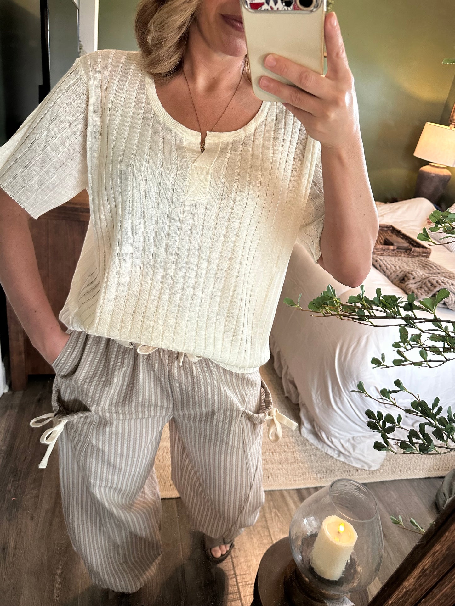 Ivory Breeze Ribbed Top