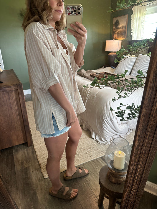 Oatmeal Breeze Button-Up
