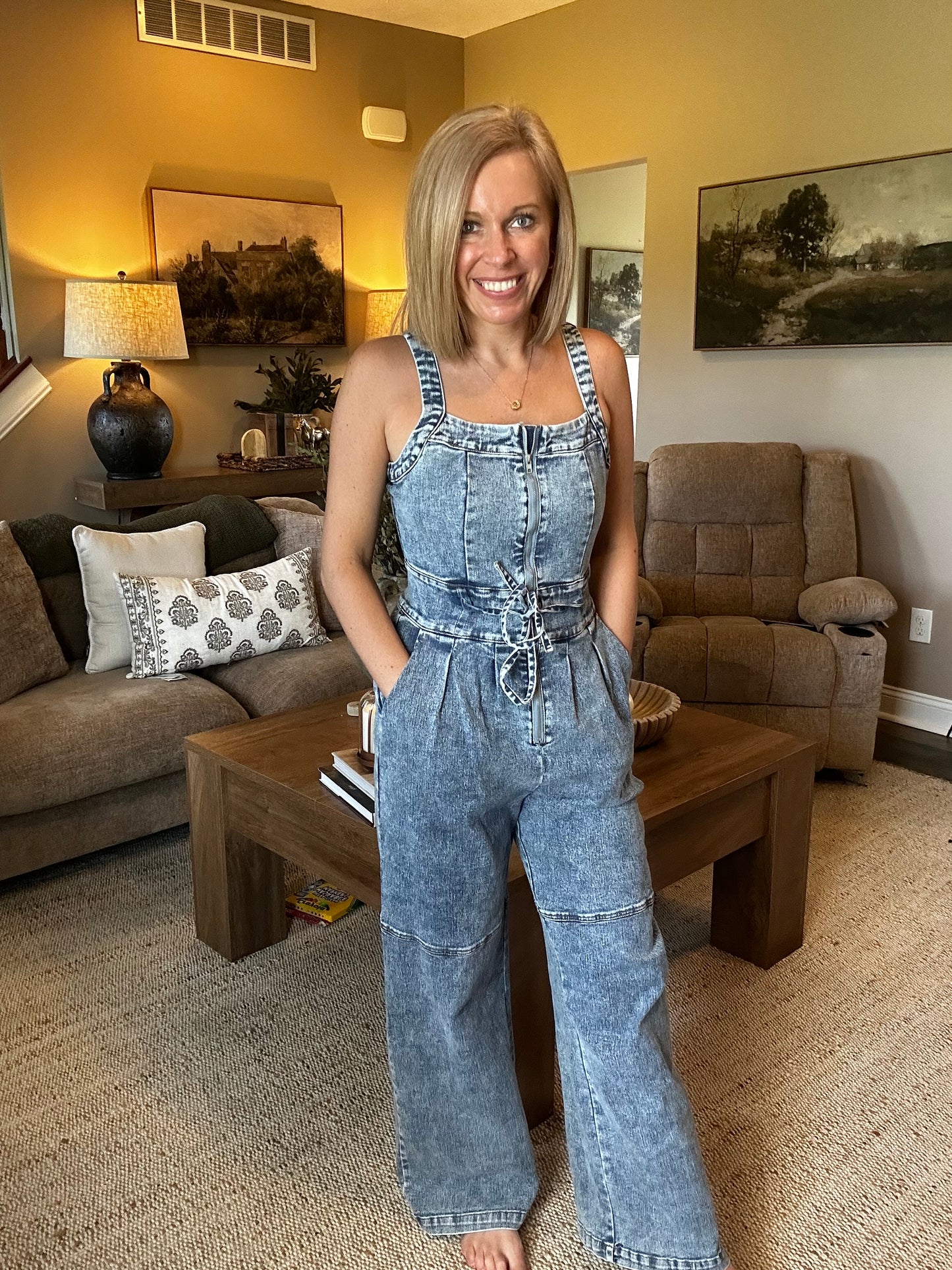 Denim Darling Open Back Jumpsuit