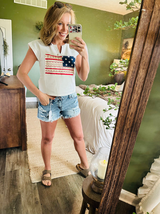 Stars & Stripes Lace Tee