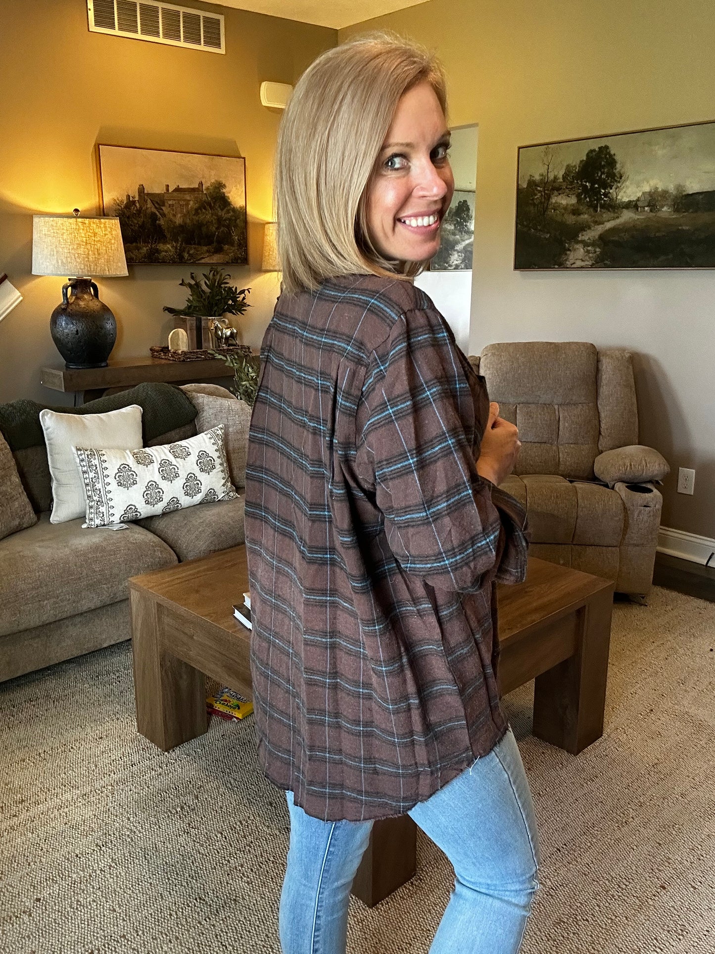 Chocolate Cabin Flannel Shacket