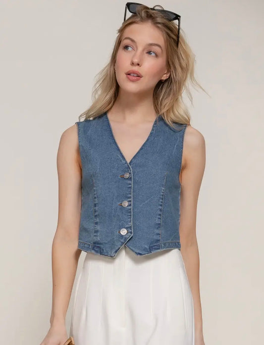 💙 The Wren Stretch Denim Vest