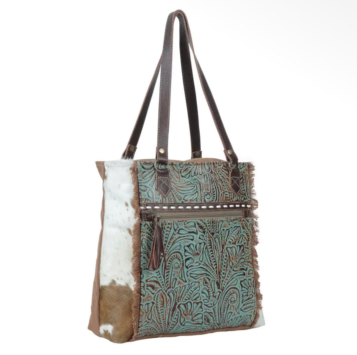 Myra brand Amethyst Hair-On Leather Tote & Wallet Set