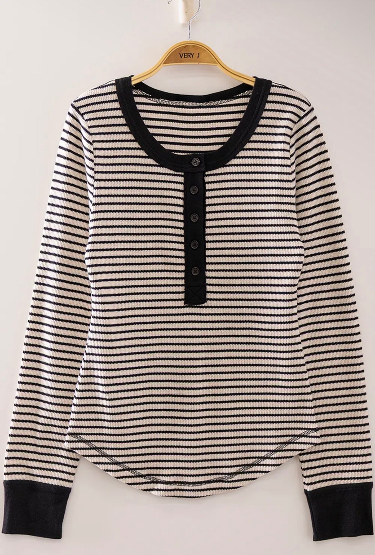 The Sienna Striped Henley Top 🖤