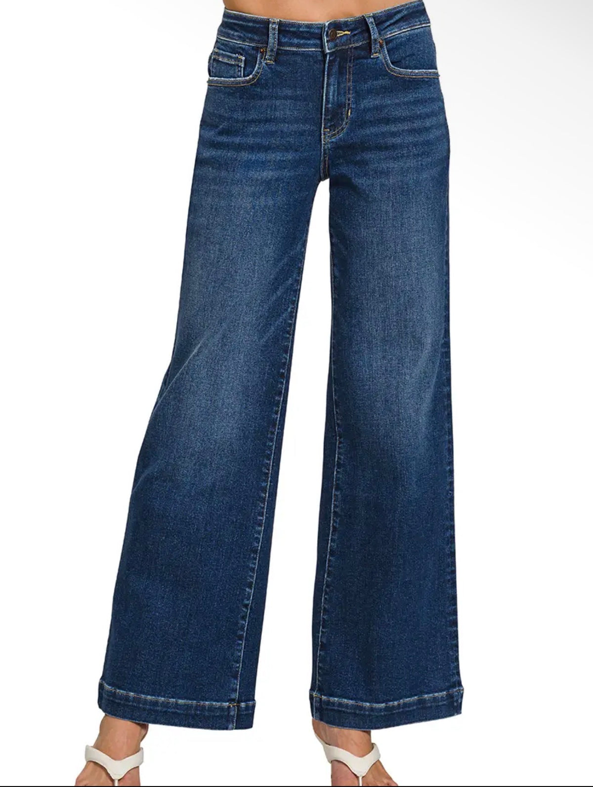 Maren Dark Wash Wide Leg Jeans — Zenana