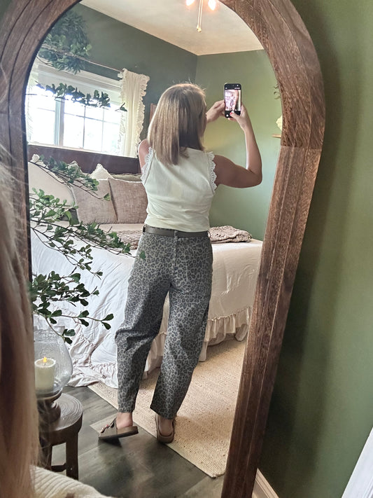 Remi Leopard Barrel Jeans