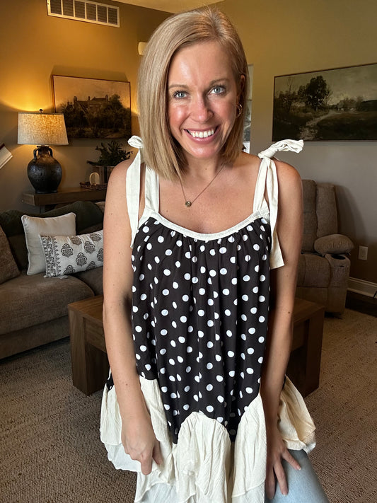Midnight Mocha Ruffle Tank