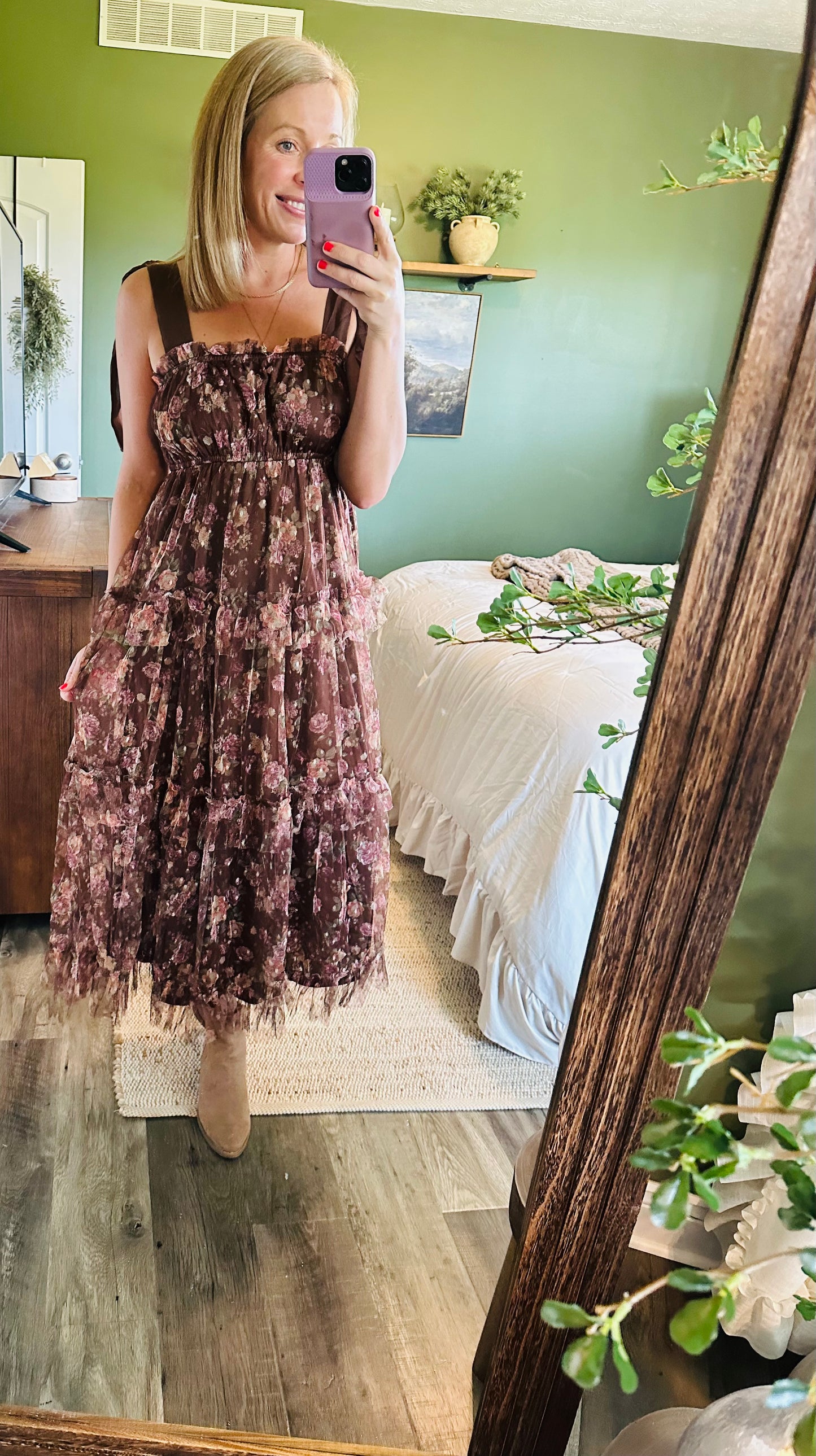 Mocha Rose Garden Maxi Dress