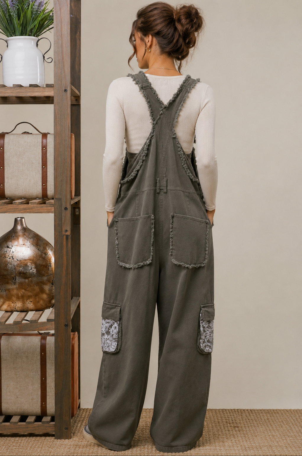 Olive Meadow Patchwork Overalls