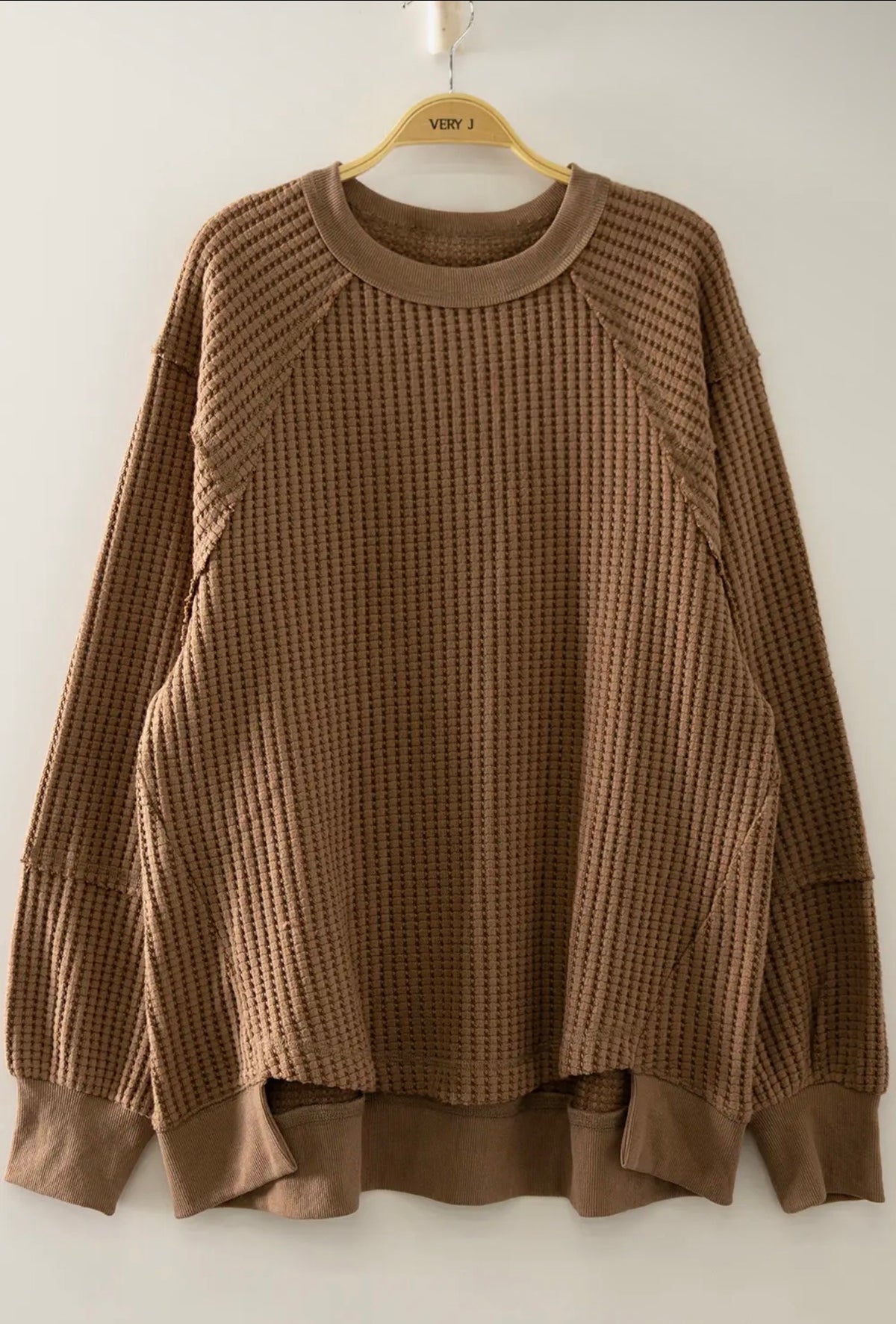 The Hallie Waffle Knit Pullover 🤎